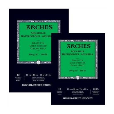  Fine art shop - Arches Watercolour 300 gr, 26x36 cm, Cold Pressed, pad 12 s. | totenart.com