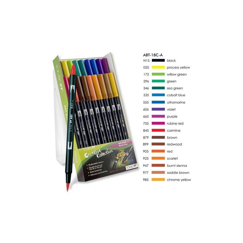 Tombow Marker, Set of 18 Primary Colours 