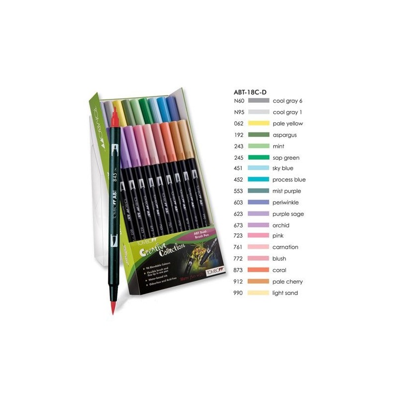 Tombow Marker, Set of 18 Pastel Colours 
