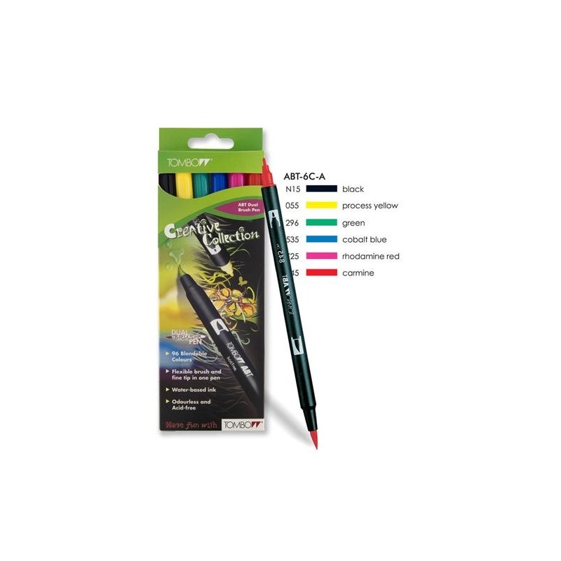 Tombow Marker, Set of 6 Primary Colours 