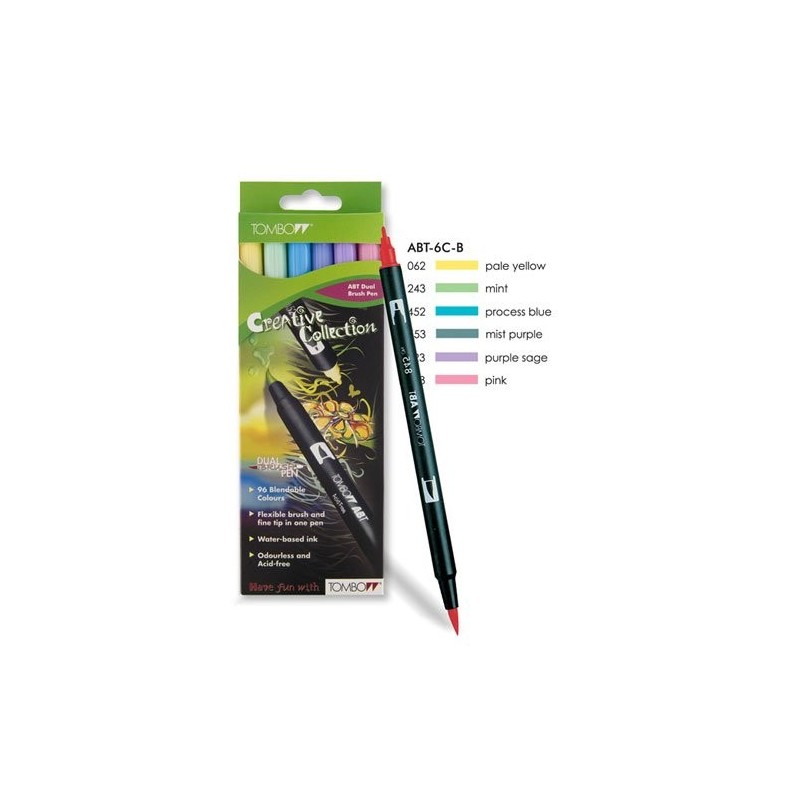 Tombow Marker, Set of 6 Pastel Colours 