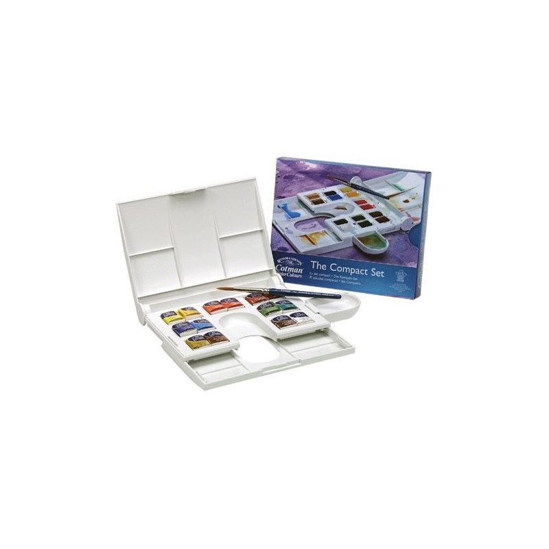 Fine art shop - Box 14 watercolors Cotman COMPACT 1/2 godet and brush Winsor & Newton | totenart.com