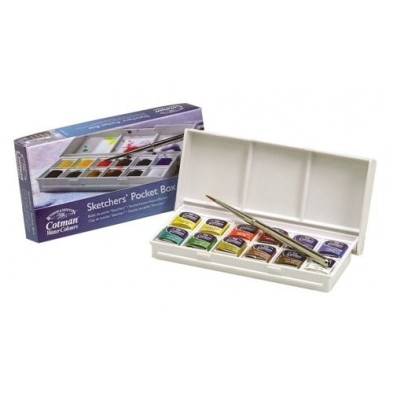 Fine art shop - Box 12 watercolors Cotman 1/2 godet and brush Winsor & Newton | totenart.com