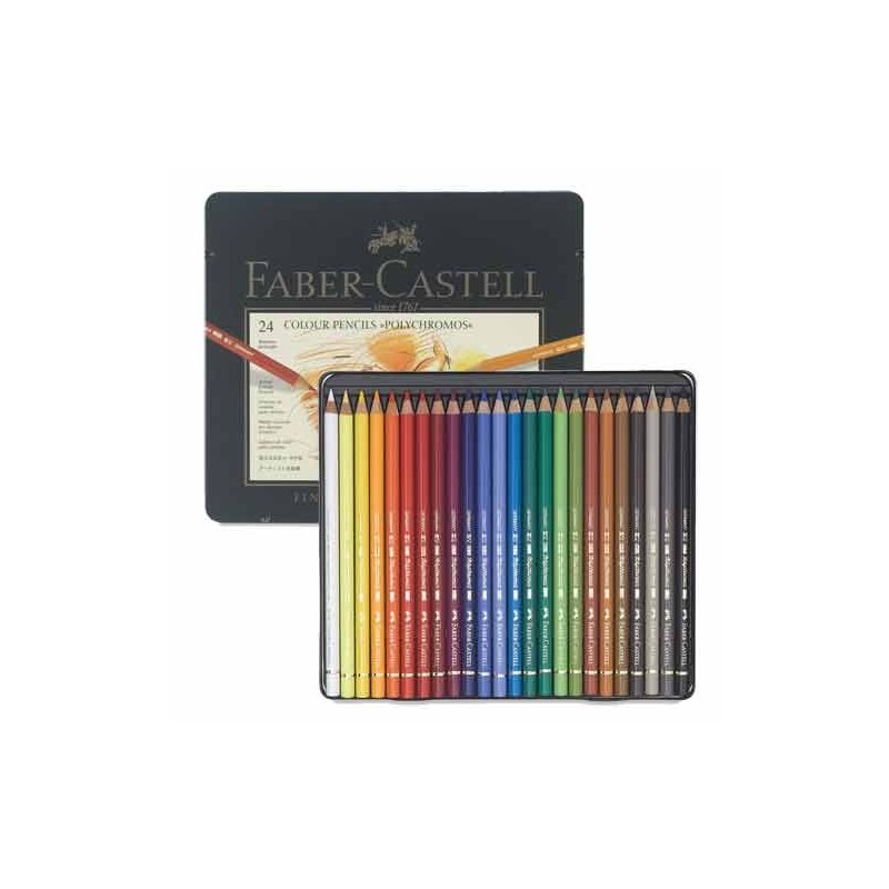  Fine art shop - Colour Pencils metal box POLYCHROMO, Faber Castell (24 colours) | totenart.com