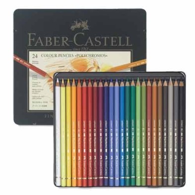  Fine art shop - Colour Pencils metal box POLYCHROMO, Faber Castell (24 colours) | totenart.com