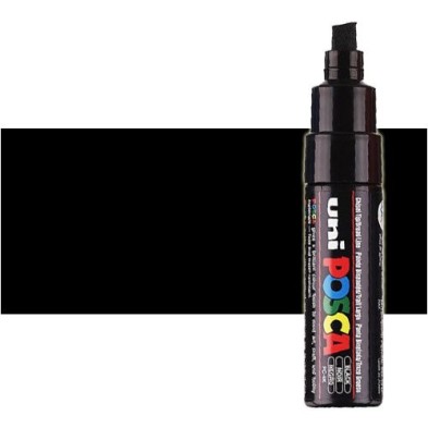 Fine art shop - Black (N. 24) Posca marker PC8K, beveled tip (8 mm.) | totenart.com