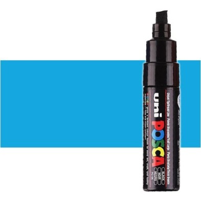 Fine art shop - Light blue (N. 8) Posca marker PC8K, beveled tip (8 mm.) | totenart.com