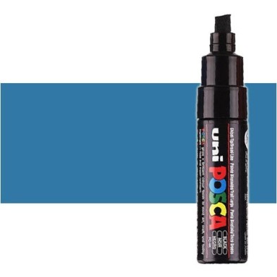 Fine art shop - Metallic blue (N. M33) Posca marker PC8K, beveled tip (8 mm.) | totenart.com