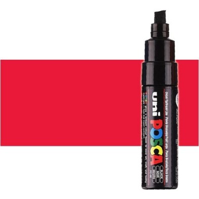 Fine art shop - Red (N. 15) Posca marker PC8K, beveled tip (8 mm.) | totenart.com