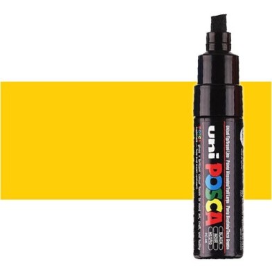 Fine art shop - Bright Yellow (N. 3) Posca marker PC8K, beveled tip (8 mm.) | totenart.com