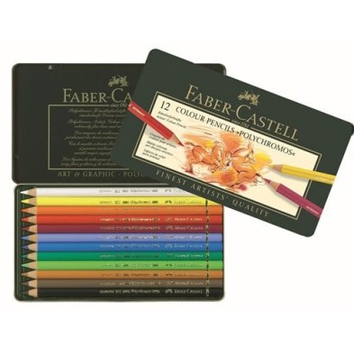  Fine art shop - Colour Pencils metal box POLYCHROMO, Faber Castell (12 colours) | totenart.com