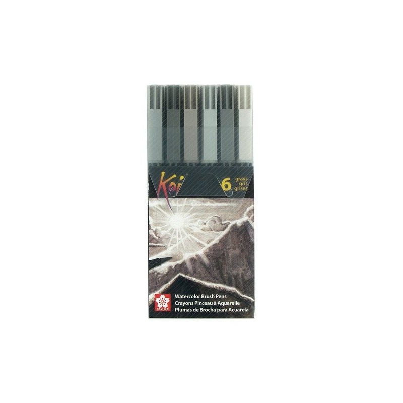 Fine art shop - Set 6 Koi Sakura (gray) markers water-brush tipped  | totenart.com