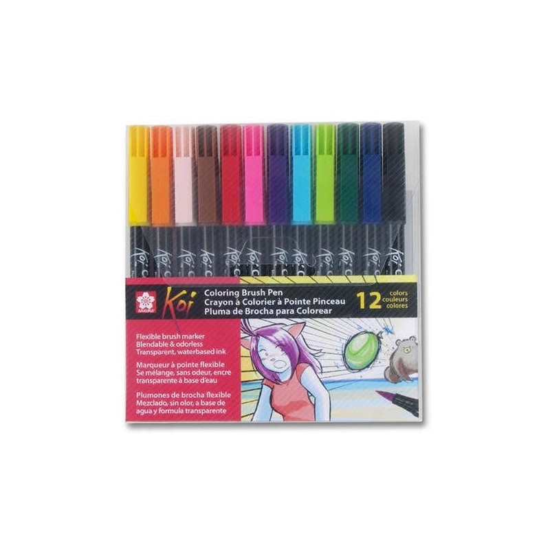 Fine art shop - Set 12 Koi Sakura markers water-brush tipped  | totenart.com