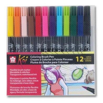 Fine art shop - Set 12 Koi Sakura markers water-brush tipped  | totenart.com
