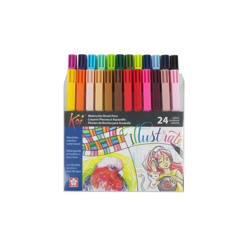 Fine art shop - Set 24 Koi Sakura markers water-brush tipped  | totenart.com
