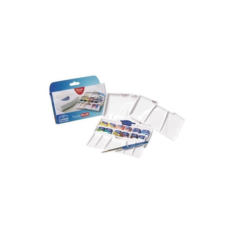 Fine art shop - Caja con 12 acuarelas Cotman PLUS 1/2 godet + deposito Winsor & Newton | totenart.com