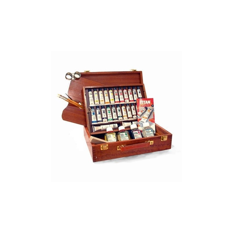 Oil TITAN Extra Thin, wooden box 24 colours.