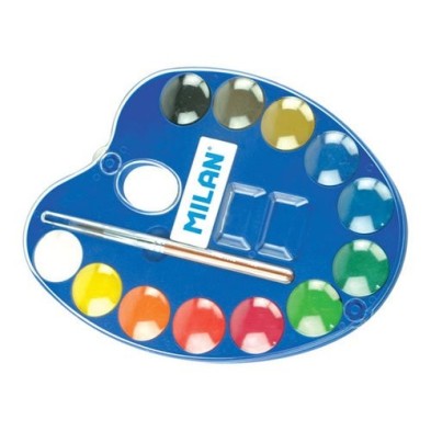 Fine art shop - Box Milan Watercolour 12 colours  25 mm. & brush | totenart.com