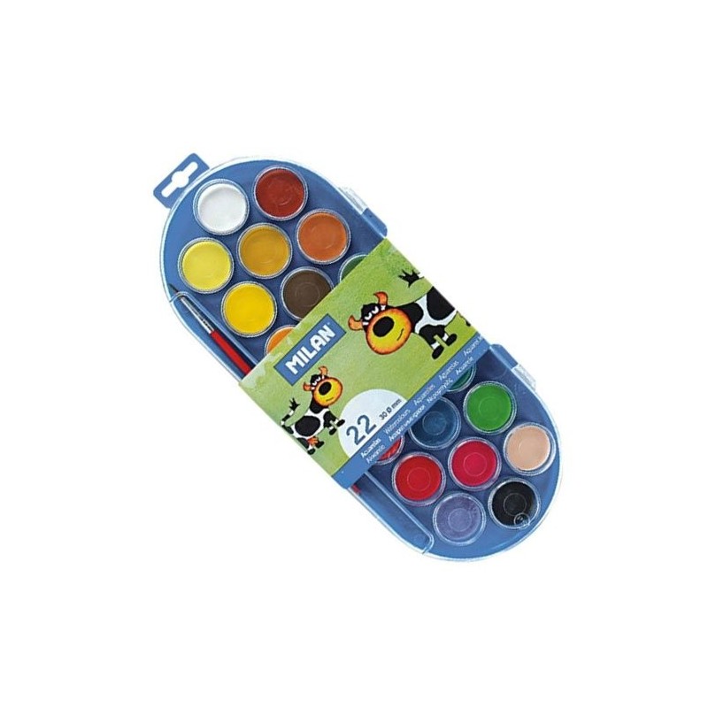 Fine art shop - Box Milan Watercolour 22 colours  30 mm. & brush | totenart.com