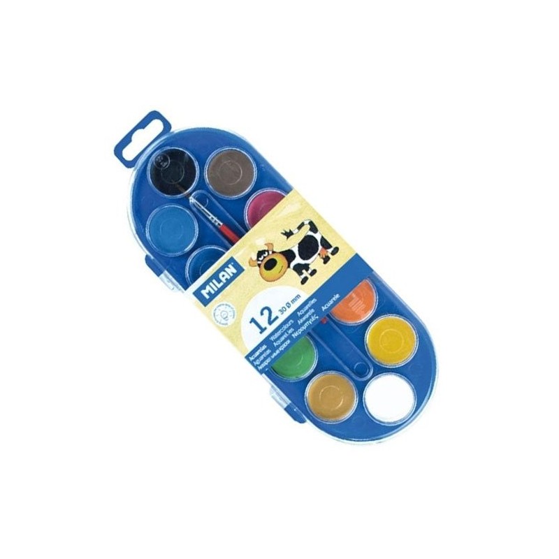 Fine art shop - Box Milan Watercolour 12 colours  30 mm. & brush | totenart.com