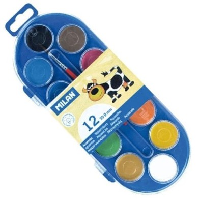 Fine art shop - Box Milan Watercolour 12 colours  30 mm. & brush | totenart.com