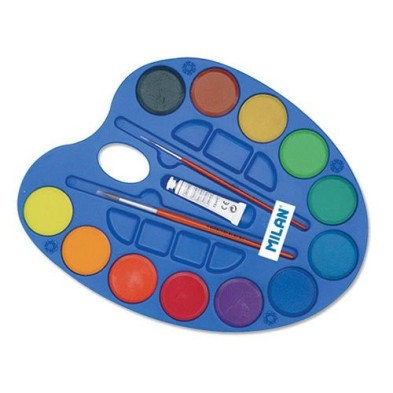Fine art shop - Box Milan Watercolour 12 colours 45 mm., 1 white tube & 2 brushes | totenart.com
