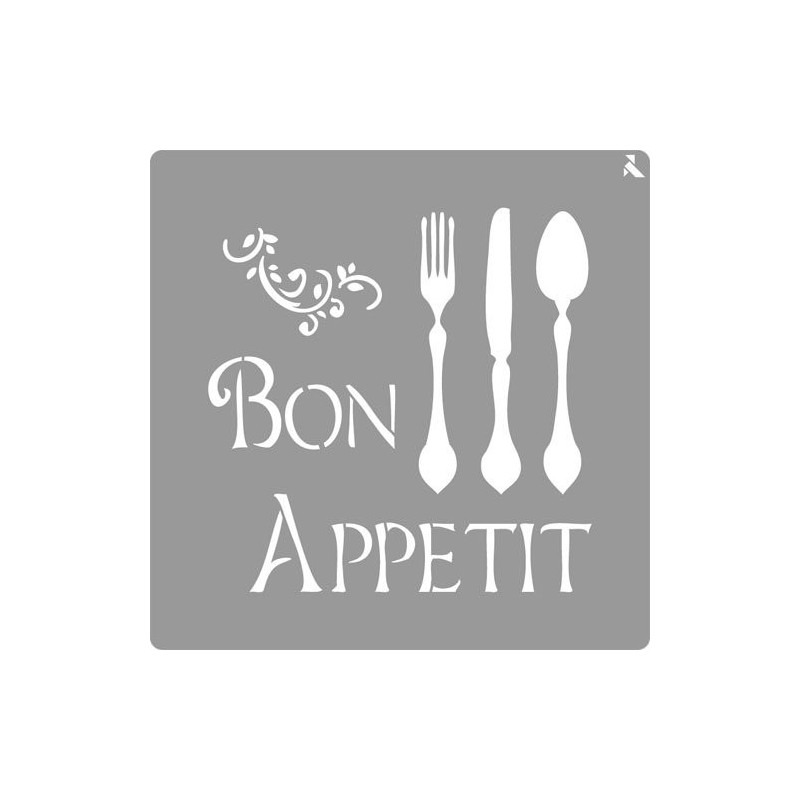 Fine art shop - Stencil Bon Apetit 07, 20x20cm., La Pajarita | totenart.com