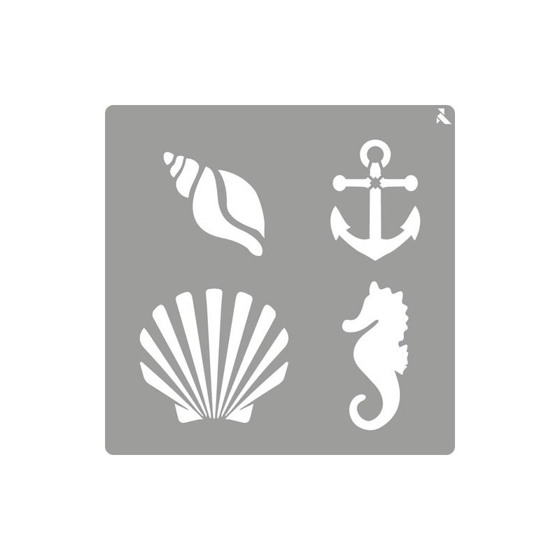 Fine art shop - Stencil Sea 03, 20x20cm., La Pajarita | totenart.com