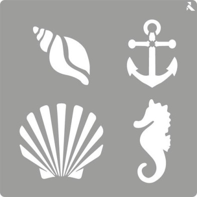 Fine art shop - Stencil Sea 03, 20x20cm., La Pajarita | totenart.com