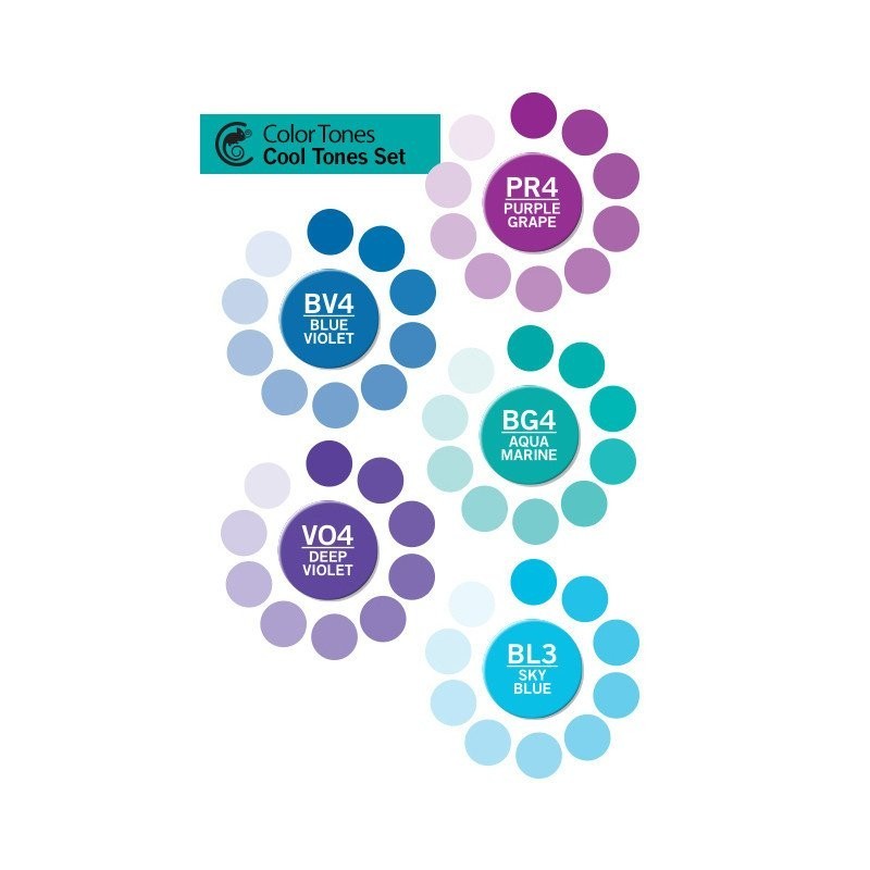 Fine art shop - Marker Case Chameleon, 5 Cool Colors | totenart.com