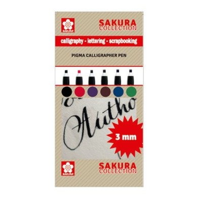 Fine art shop - Set 6 markers Pigma Calligrapher Pen 3mm Sakura | totenart.com