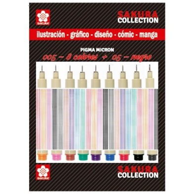 Fine art shop - Set Pigma Micron Sakura markers 8 colors n.005 + 1 black n.05 | totenart.com\n