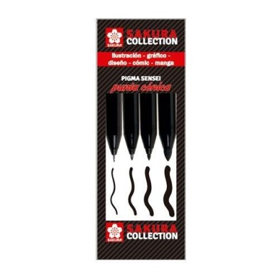 Fine art shop - Set 4 black markers conical pointed Pigma Sensei Sakura  | totenart.com