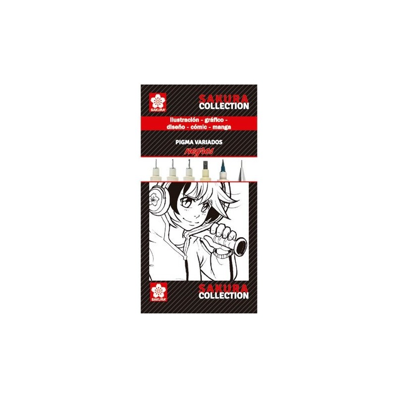 Fine art shop - Set BLACK markers Pigma Sakura  | totenart.com