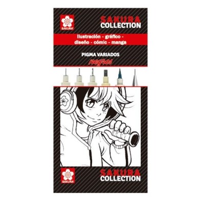 Fine art shop - Set BLACK markers Pigma Sakura  | totenart.com