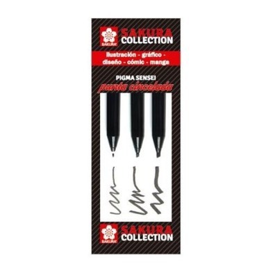 Fine art shop - Set 3 black markers chiseled pointed, Pigma Sensei Sakura  | totenart.com