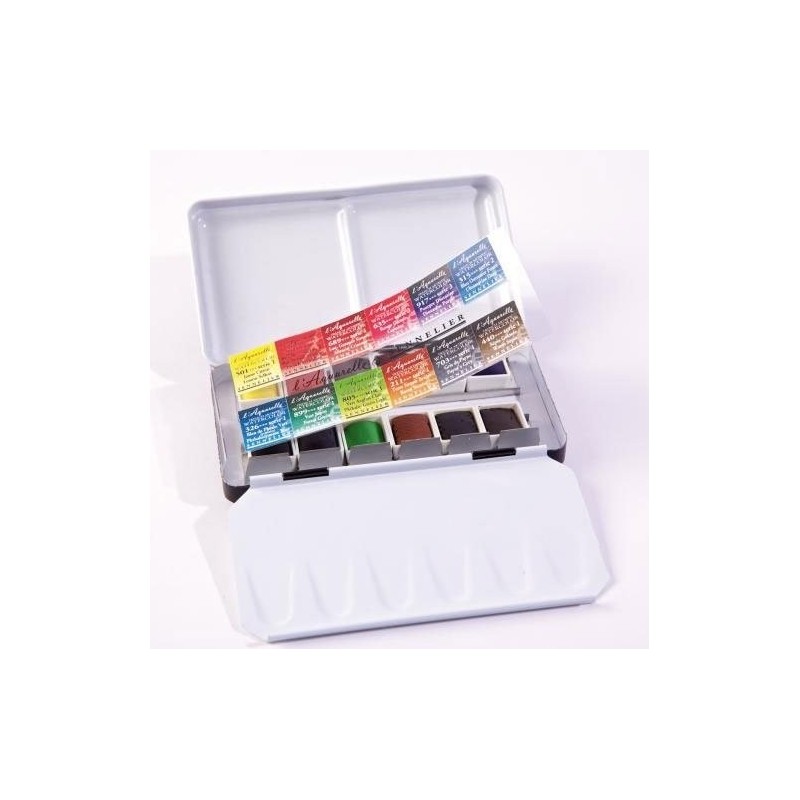 Fine art shop - Metallic Box Sennelier 12 Watercolour 1/2 godets | totenart.com