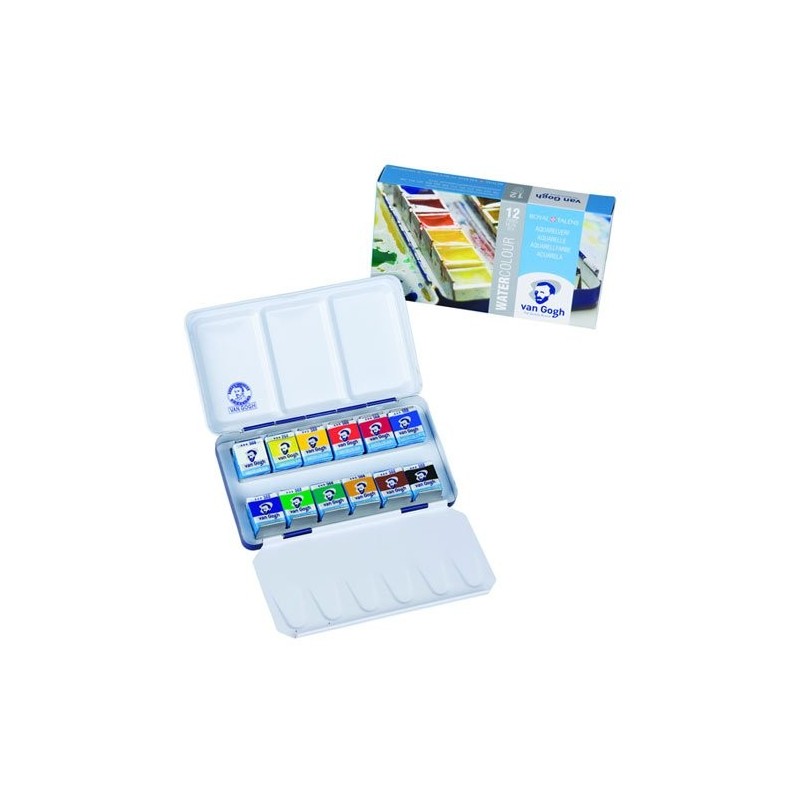 Fine art shop - Metallic box 12 watercolors (1/2godet) Van Gogh and brush | totenart.com