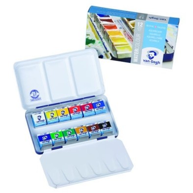 Fine art shop - Metallic box 12 watercolors (1/2godet) Van Gogh and brush | totenart.com