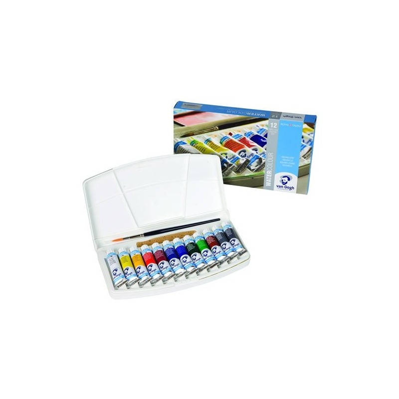 Fine art shop - Box 12 watercolors tubes Van Gogh and brush | totenart.com