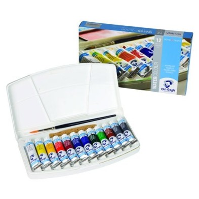 Fine art shop - Box 12 watercolors tubes Van Gogh and brush | totenart.com
