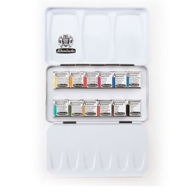 Fine art shop - Box 12 watercolors Schmincke Akademie 1/2 godets | totenart.com