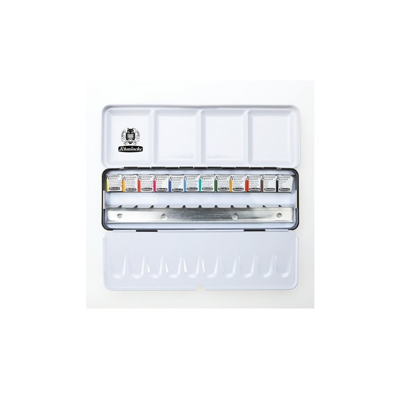 Fine art shop - Box 12 watercolors Schmincke Akademie 1/2 godets (fit 24) | totenart.com