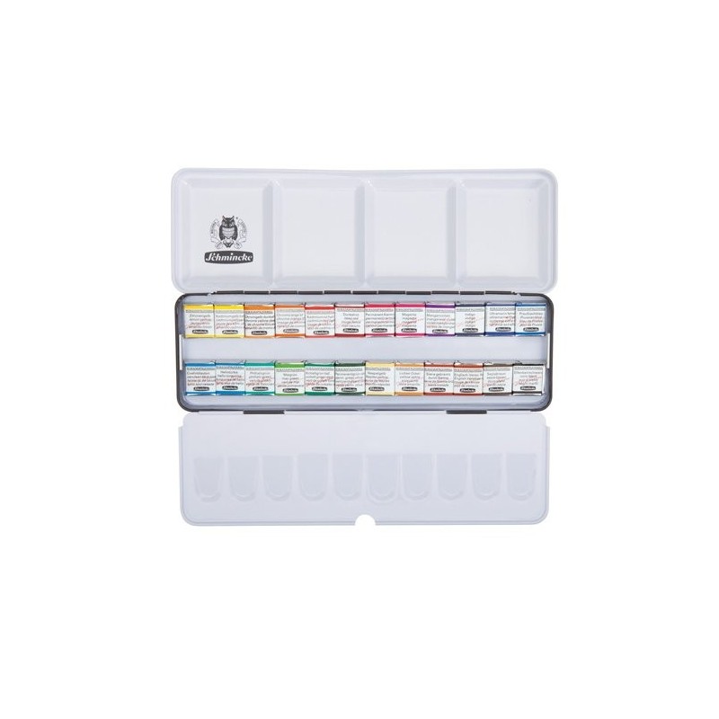 Fine art shop - Metal box 24 watercolors Schmincke Horadam  1/2 Godets | totenart.com