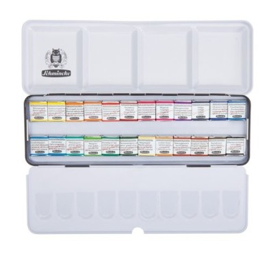 Fine art shop - Metal box 24 watercolors Schmincke Horadam  1/2 Godets | totenart.com