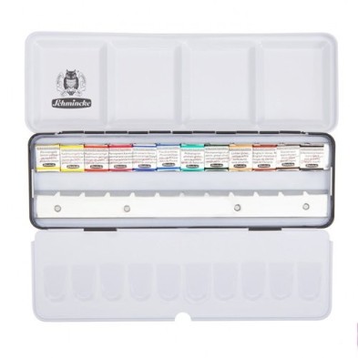 Fine art shop - Box 12 watercolors Schmincke Horadam 1/2 godets (fit 24) | totenart.com
