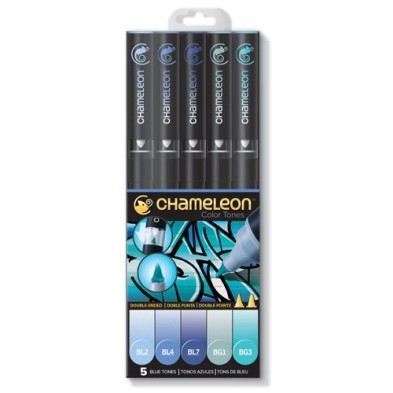 Fine art shop - Marker Case Chameleon, 5 Blue Colors | totenart.com
