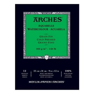  Fine art shop - Arches Watercolour 300 gr, 29,7x42 cm, Grain Fin, pad 12 s. | totenart.com
