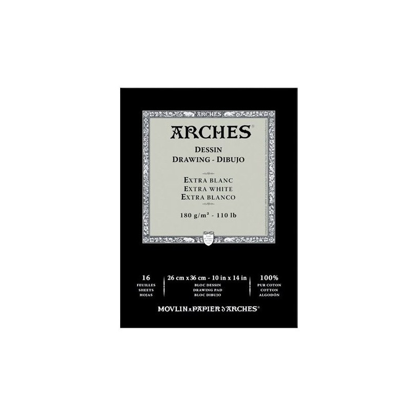  Fine art shop - Arches Drawing 180 gr, 26x36  cm, Extra White, pad 16 s. | totenart.com