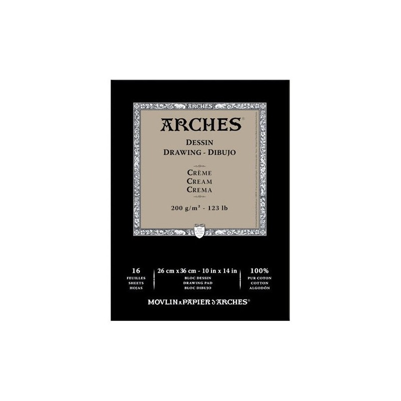  Fine art shop - Arches Drawing 200 gr, 26x36  cm, Cream, pad 16 s. | totenart.com